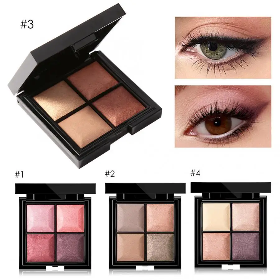 Eye Makeup Powder 4 Types 4 Colors Waterproof Long Lasting Matte Eyeshadow Glitter Eye Shadow Powder Palette Matte Eye Shadow