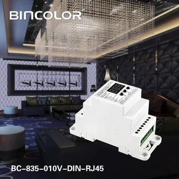 

5 Channel RJ45 led Din Rail DMX512/1990 signal to 0-10V or PWM10V or PWM5V signal converter DMX512 controller,DC12V-24V