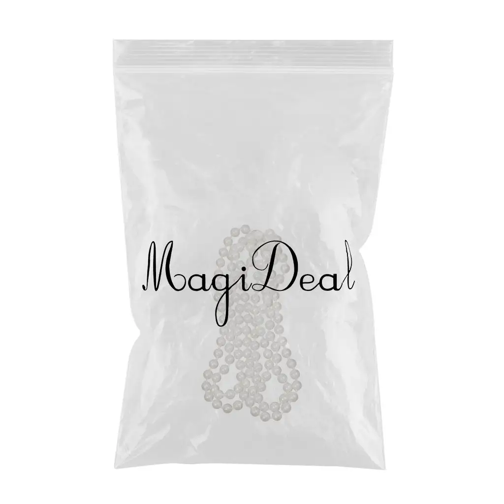 2x Long White Pearls Necklace Flapper Girls Fancy Dress Costume Accessories