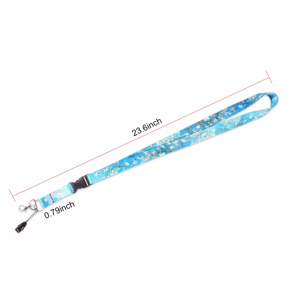 Fashion-Blue-Flower-Paiting-Lanyards-For-ID-Badge-Holders-Pass-Gym-Mobile-USB-Badge-Holder-Floral