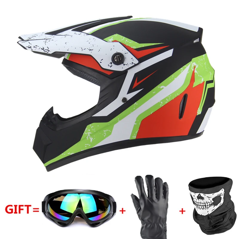 Motorcycle Full Face Helmet Casco Moto Motocross Helmet Off Road Helmet ATV Dirt Bike Downhill MTB DH Capacete Moto Glasses - Цвет: Matte green