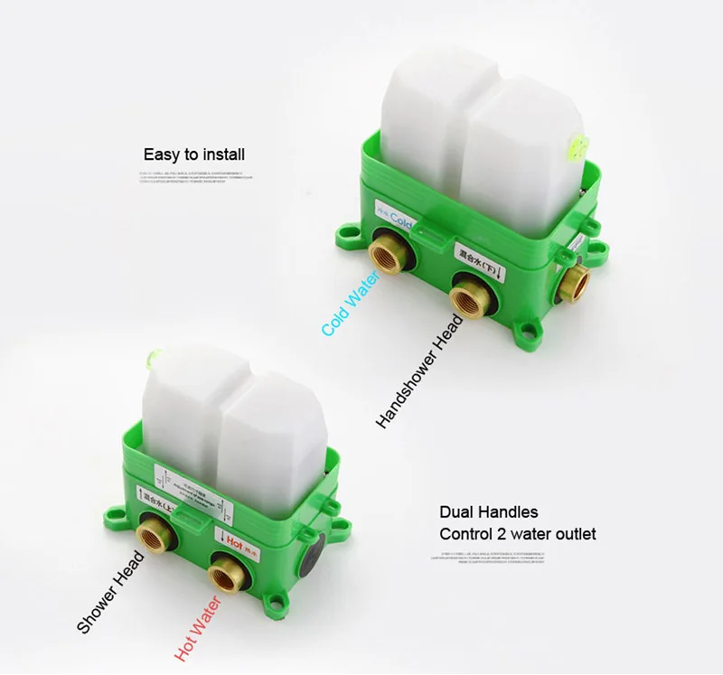 Термостатический Золотой душевой клапан скрытый встроенный ящик душевой кран клапан двойная ручка регулирующий клапан крана