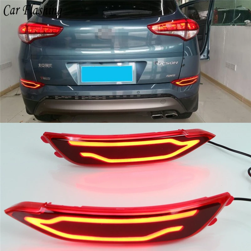 2pcs for hyundai tucson Car LED Reflector Lamp Rear Fog Lamp Rear Bumper Light Brake Accessories Light