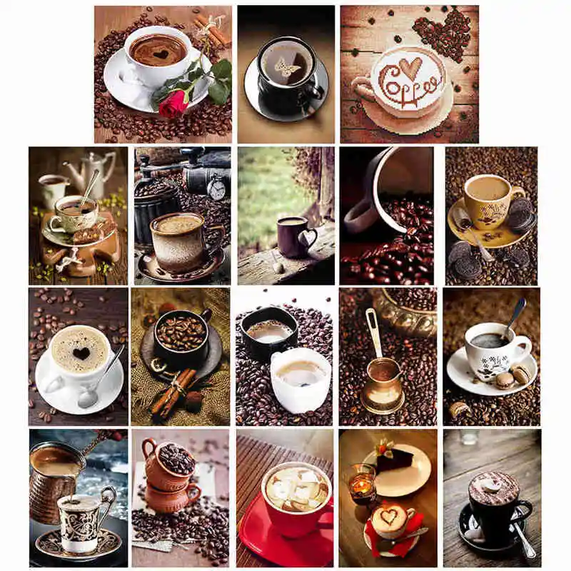 

Diamond Embroidery Sale Coffee Diamond Mosaic Diamond Painting Full Display Square Landscape Rhinestones Art Home Decor