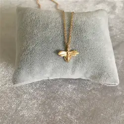 Милое Золотое Медовое ожерелье с кулоном «пчела» для женщины девушки
