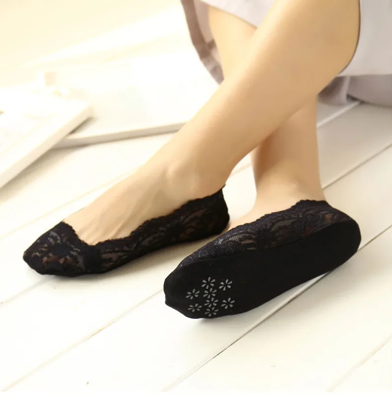 Две пары лета Для женщин кружевные носки невидимое нескользящее покрытие Liner Low Cut носки Дышащие Модные Meias Calcetines Mujer popsocket