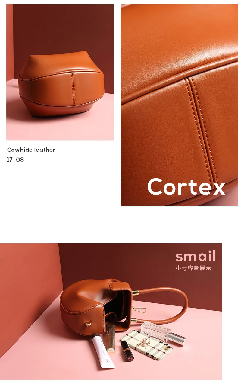 ZYJ Female Vintage Real Leather Shoulder Tote Bags Hobos Ball Girls Women Casual Handbag Popular Circular Hand Tote Bag (15)