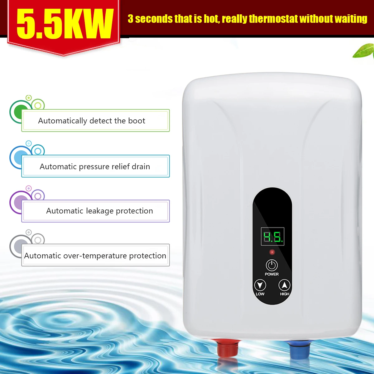 5500 Вт 220 В Tankless мгновенный Электрический горячий водонагреватель ванная душ набор автоматическая защита изоляции антикоррозионная