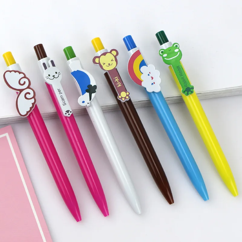 

60pcs Korea Stationery Creative Cartoon Animal Ballpoint Pen Wings Rainbow Oil Pen