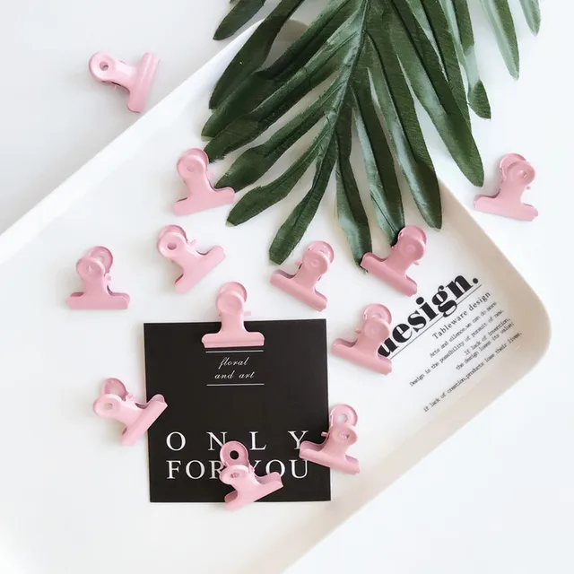 5pcs/lot Cute Pink Metal Binder Clips Folder Notes Letter Paper Clip