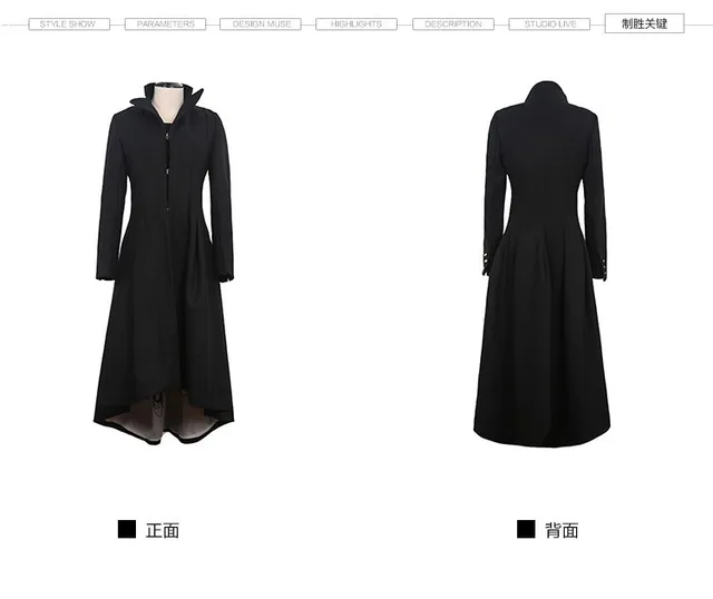 Jesień zima kobiety swallowtail wełna długa czarna trencz Sukienka Coats Slim Blazer sukienka 4XL 5XL plus rozmiar Goth Trench Outwear -