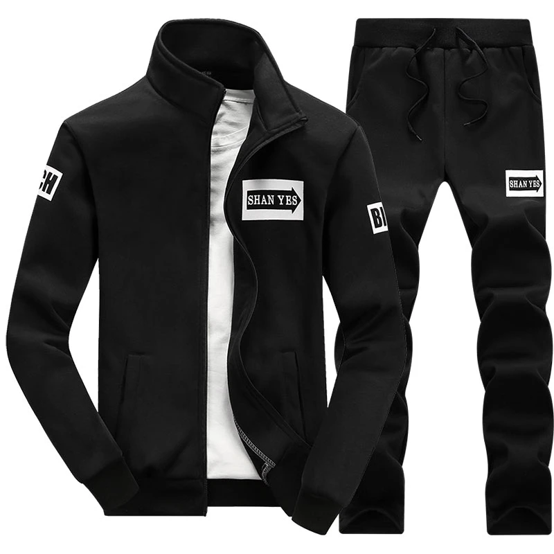 

2019 New Spring Tracksuit Men Sweat Sporting Set Jacket+Pant Men Sportswear Hip Hop Sweatshirt Men Jogger Set For Masculino suit