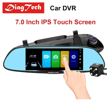 

Car DVR Full HD Dash Camera 1080P 7.0 Inch IPS Touch Screen Recorder Dual Lens with Rearview Mirror Auto Registrator
