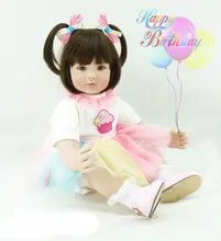 22 inch 55 cm Silicone baby reborn dolls, lifelike doll reborn babies toys Lovely color yarn dress doll