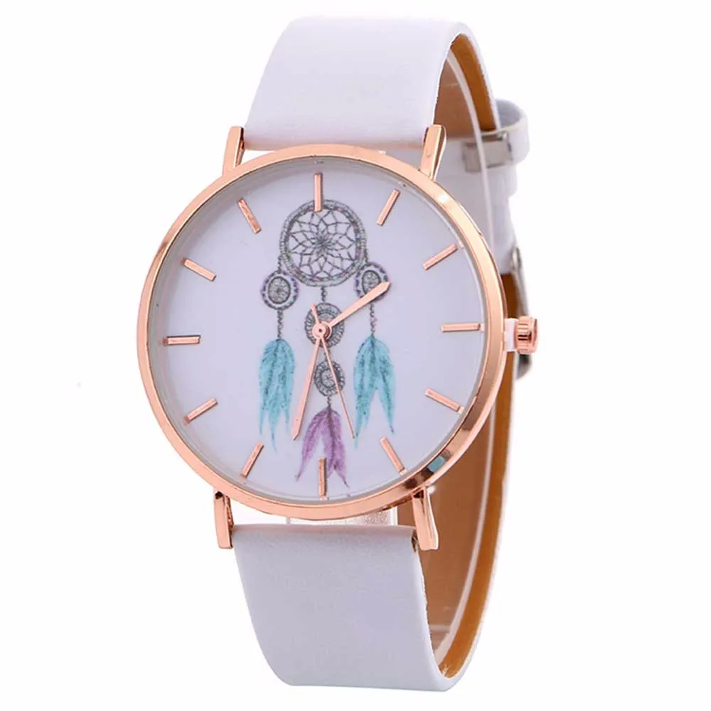 

malloom Casual Womens Bracelet Watch Lady Dreamcatcher Print Faux Leather Quartz Wristwatch Clock Women relojes mujer