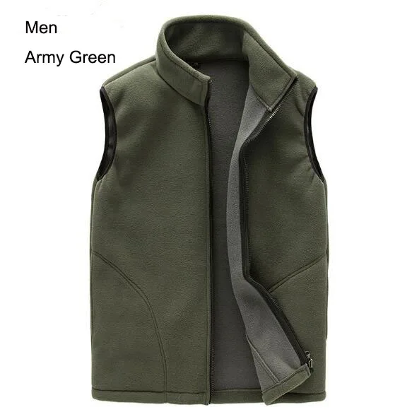 Открытый мужской женский осенний флисовый софтшелл ветрозащитный тепловой жилет с подкладкой для пеших прогулок, альпинизма, рыбалки, теплый жилет без рукавов - Цвет: Men Army green