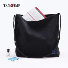 TANGIMP, однотонные черные вельветовые сумки-мессенджеры, большие эко милые Hello Sunshine, женские сумки-тоут на плечо, 42*40 см, bolsa compra