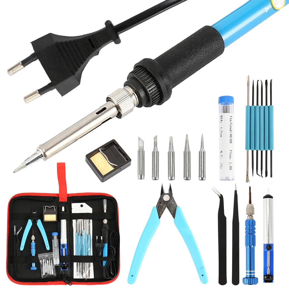 EU/US 60W Thermoregulator Soldering Iron Kit Screwdriver Desoldering