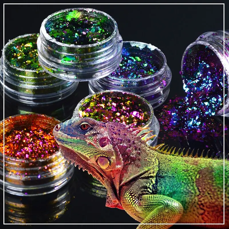 2022 hot sell 1 box Chameleon Nail Sequins Glitter holographic powder Dust Dazzling Nails Nail Art Glitter Decorations