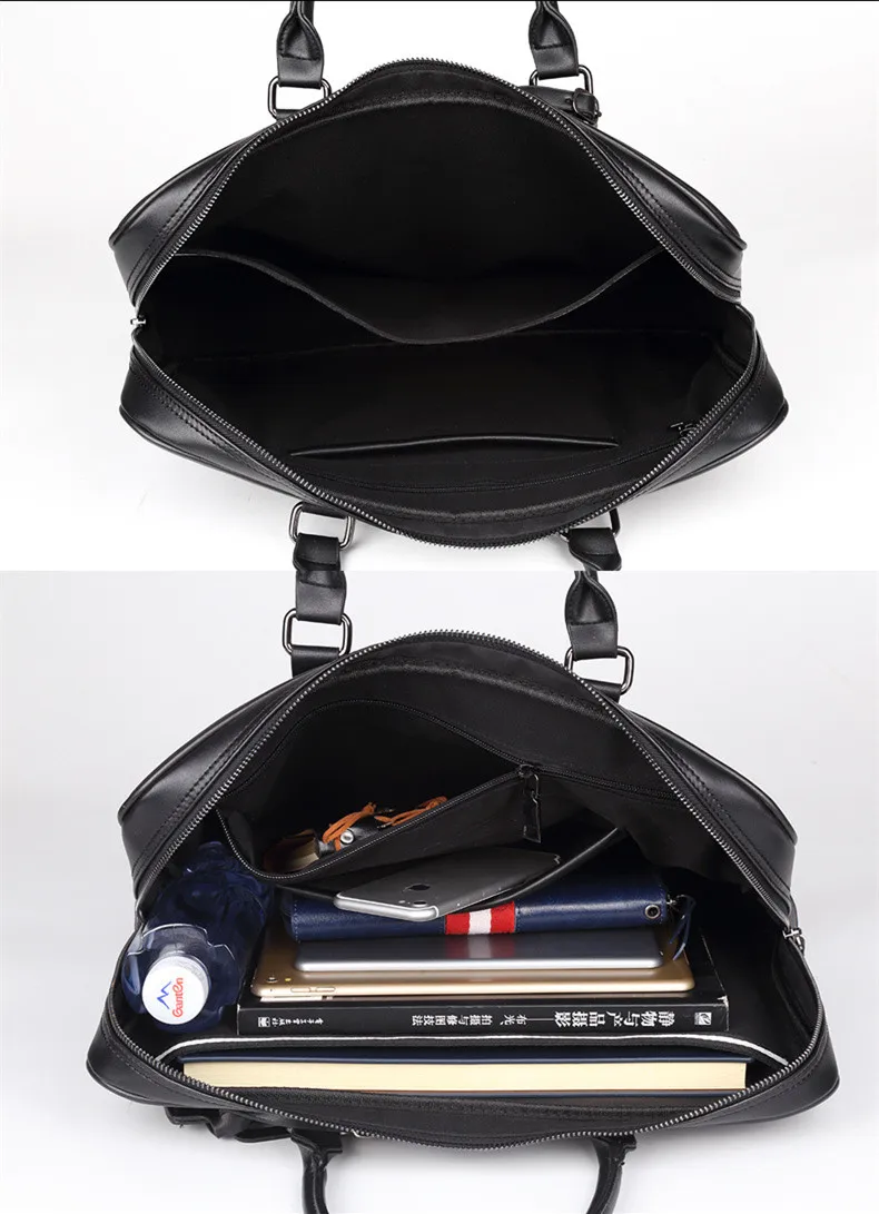 Деловой офисный портфель, Мужская мягкая сумка из искусственной кожи, мужская повседневная сумка для компьютера, ноутбука, черная сумка-тоут, Классические Дорожные Сумки