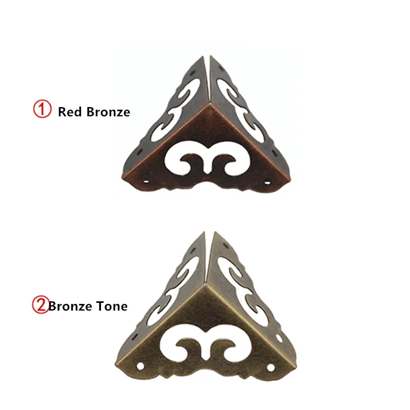 Case Box Corners For Furniture Decor Triangle Flower Side,Wooden Box Corner,Bronze Color,30mm