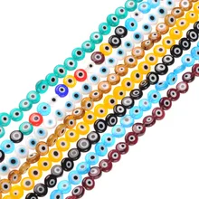 8 мм Разноцветные круглые плоские бусины от сглаза Стеклянные бусины для браслетов и ожерелий DIY Изготовление ювелирных изделий оптом