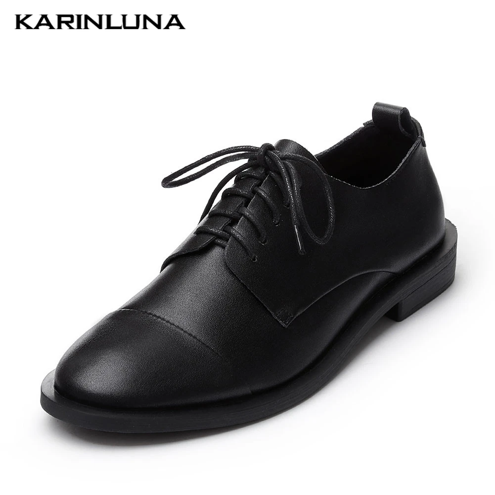 

fashion INS hot women's genuine cow leather lace up women shoes woman causal shoelaces natural leather autumn spring flats 2019