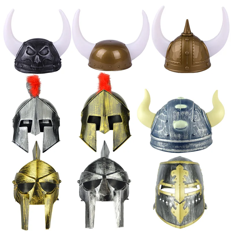

2019 Creative Holiday Halloween Ball Supplies Horn Hats Pirates Viking Hats Roman Soldiers Hats Samurai Hats Soldier Helmets