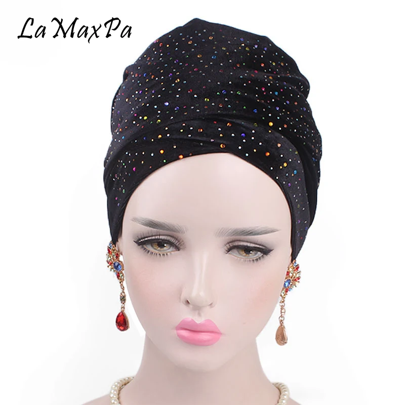 LaMaxPa Fashion Hijab For Women Velvet Head Scarf With Pearl Femme