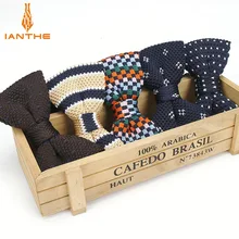 Новая стильная вязаная бабочка для мужчин и женщин, регулируемые двухслойные галстуки-бабочки, дизайнерские вязаные полосатые однотонные вязаные галстуки-бабочки