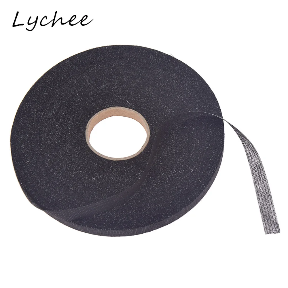Lychee 100 м черно-белая Нетканая прокладочная железная односторонняя клейкая лента ткань для декора одежды Лента ткань