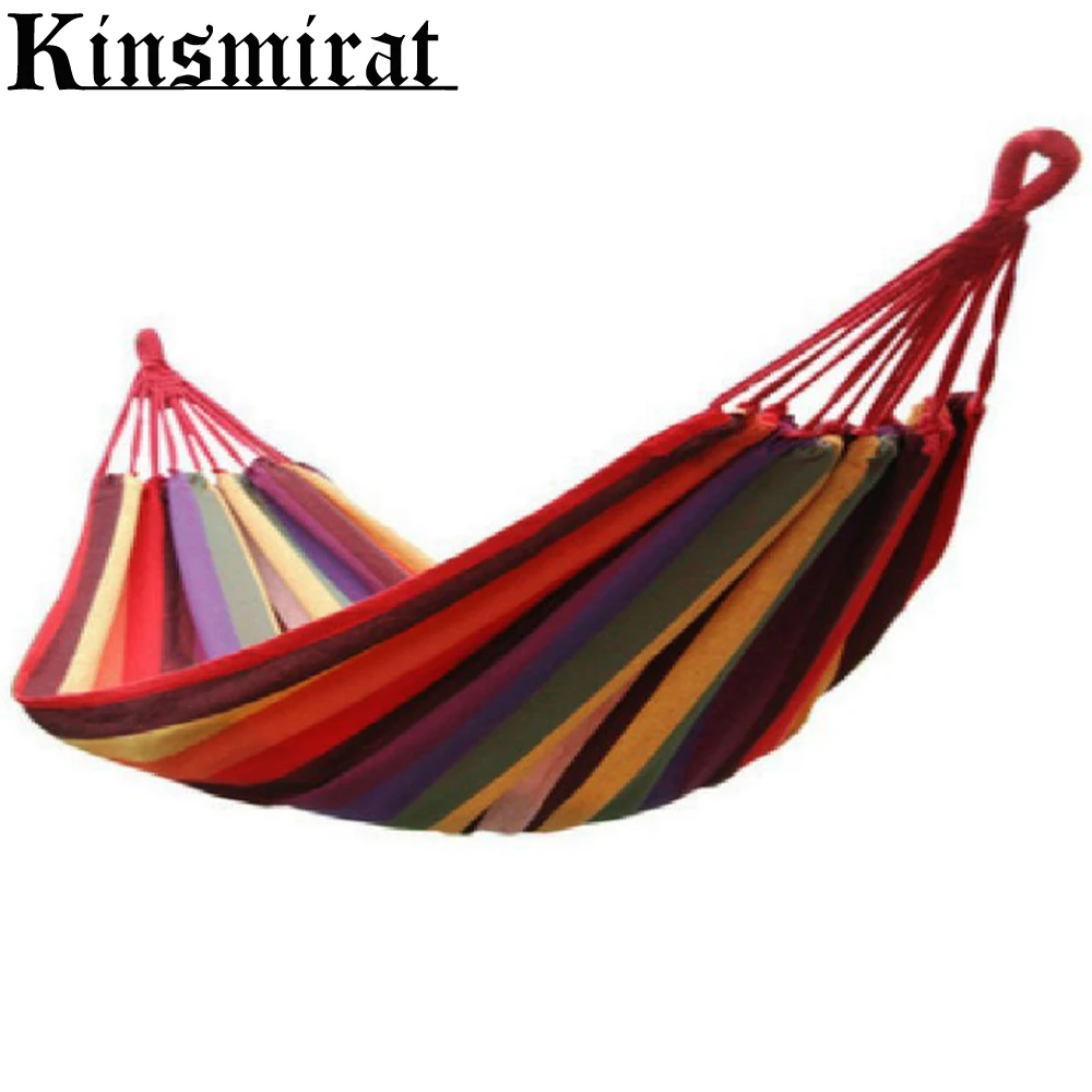 

High Quality Durable Hammock Portable Sleep Hang Bed Outdoor Camping Travel kit Garden Swing Canvas Stripe