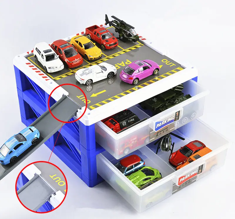 

Best Mini Car parking lot storage box Alloy Luxury car model Car Carport Garage toy Collection model kids child baby gift