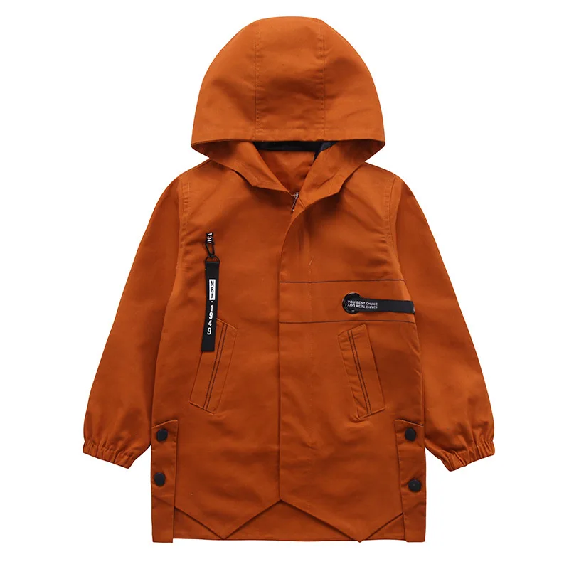 

boys jackets 2018 new boys spring trench jackets letter printed ribbon hooded children casual outwear boys cotton jackets 4-13T