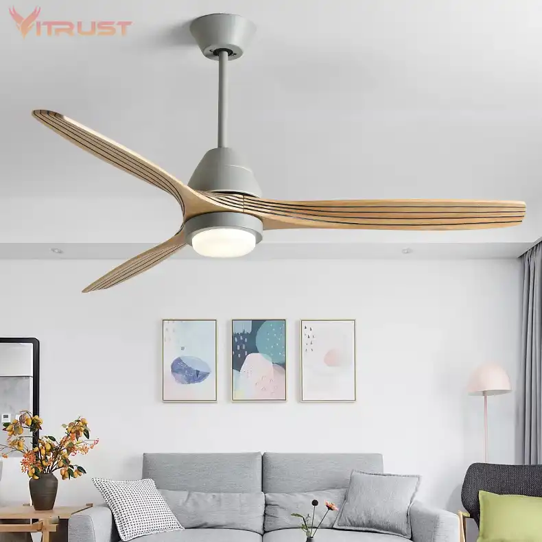 Modern Ceiling Fan With Light 52 Inch Creative Ceiling Fan Lamps For Dinning Room Bedroom Restaurant Wood Fan Light 4 Color