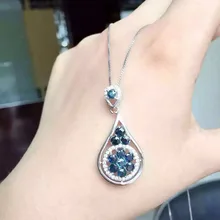 Natural sapphire pendant S925 silver Natural gemstone Pendant Necklace trendy bottle Water droplets women party fine jewelry