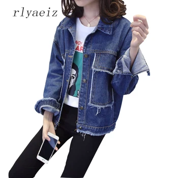 

Rlyaeiz 2018 Spring Autumn Women Denim Jackets Vintage Outwear Women Short Jacket Loose Coats Streetwear Tassel Jeans Jackets