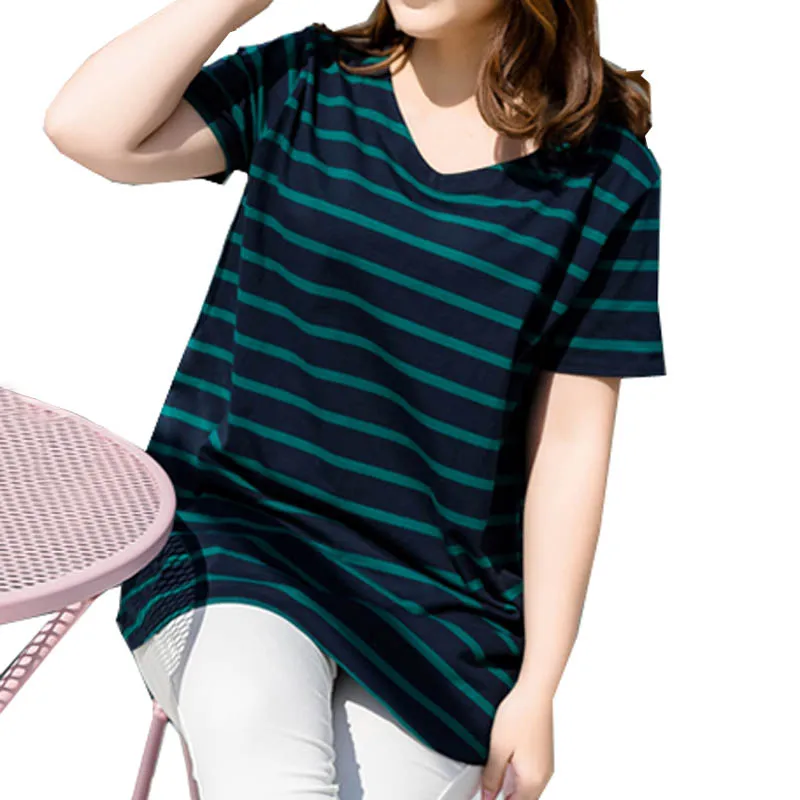 Летняя женская футболка размера плюс 4XL 5XL 6XL 7XL, Длинная женская рубашка, обхват груди 134 см, 3 цвета
