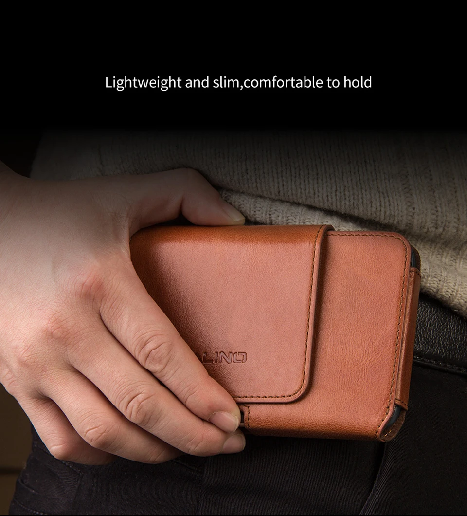 QIALINO Phone Bag Case For iPhone X Waist Belt Bag Pocket Cover for iPhone 10 luxury Genuine Leather Case for iPhone XS 5.8 inch iphone 8 plus wallet case