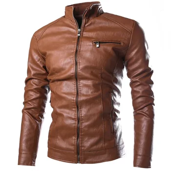 

Men's PU Jackets Coats Motorcycle Leather Jackets Men Autumn and winter Leather Clothing Male Casual warm Coats Clothing 3XL