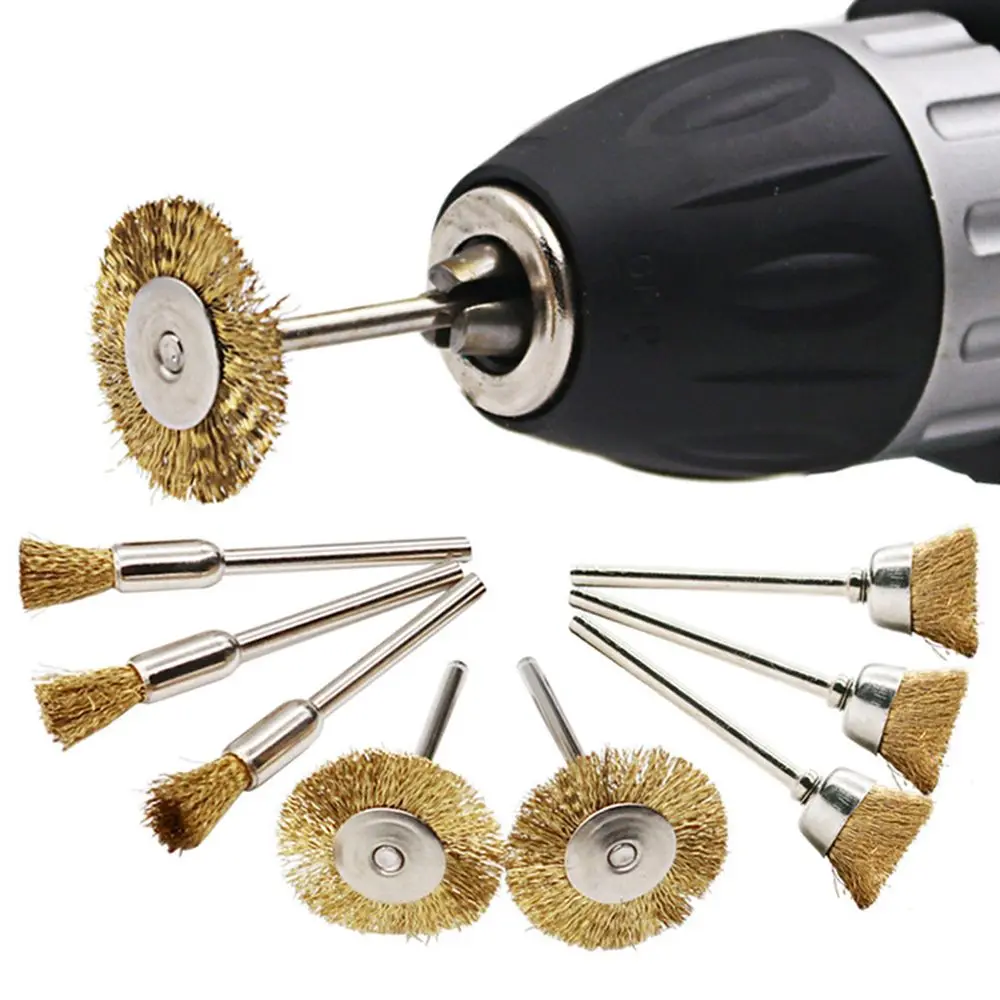 10PC 38mm Brass Wire Wheel Brushes Wheel For Rotary Tool 3mm Shank