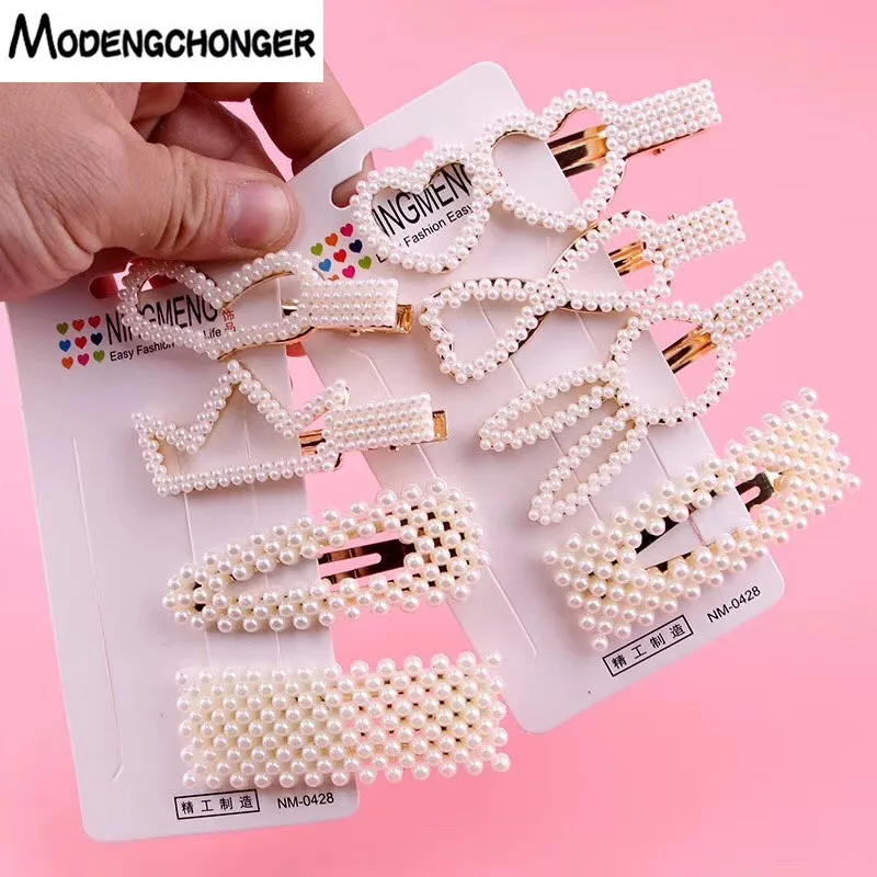 

New Fashion Metal Pearl Heart Bow Hair Clip For Women Girls Hairpin Barrettes Wedding Hairgrip Headwear Sweet Hair Accessories