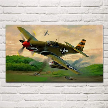 

retro fighter mustang aircraft air battle living room decoration home wall art decor wood frame fabric posters KF805