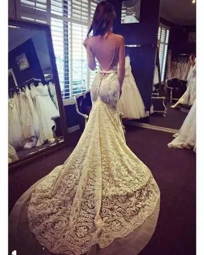 Женское свадебное платье с юбкой годе Привлекательное открытой спиной невесты в