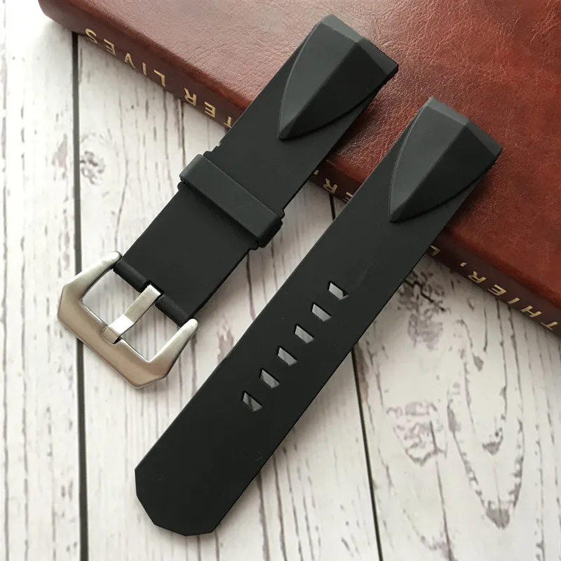 

High quality black rubber strap Fits For Admirals Cup 24mm Watch Band Strap free send tools.