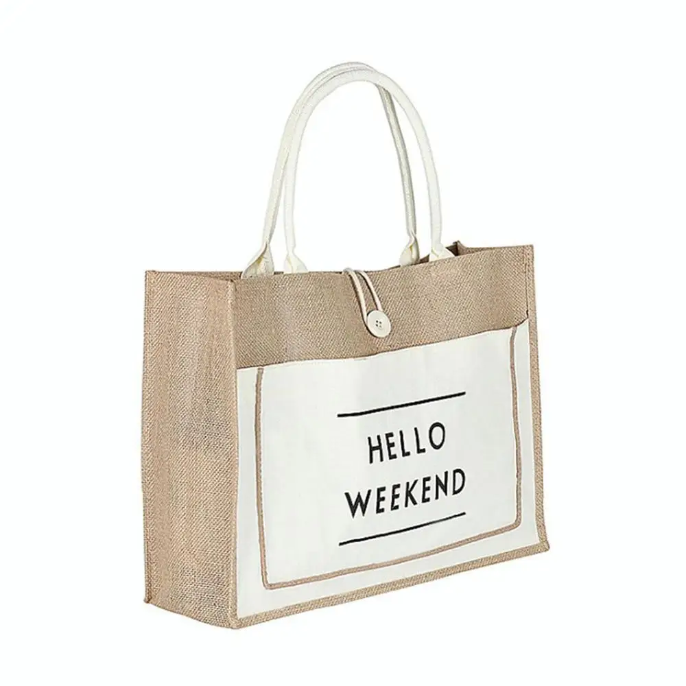 Повседневные женские льняные сумки с буквенным принтом, брендовые дизайнерские вместительные сумки для покупок, женские пляжные дорожные сумки на плечо, сумки-тоут, клатчи - Цвет: White