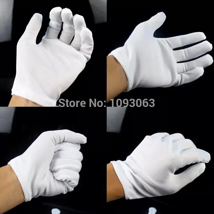 10 Pairs Hip hop Performance White Gloves Cotton Magician Costume Party