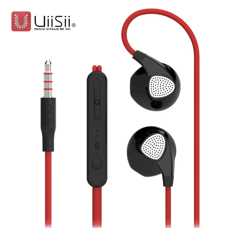 Fon telinga Sukan dengan MIC UiiSii U1 Earbuds Running dengan Kawalan Isi Padu Volume 3.5mm untuk iPhone / Xiaomi Telefon Sukan
