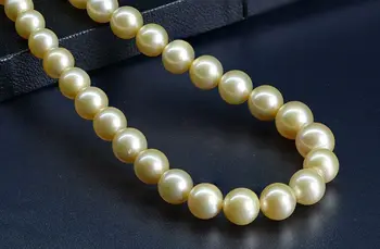 

HOT## Wholesale FREE SHIPPING 18"13mm natural gold genuine pearl necklace
