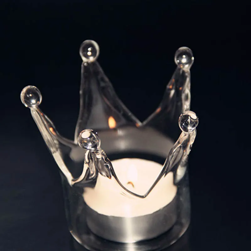 Glass Crown Vase Candle Holder Home Wedding Decor Romantic Dinner Candlestickwedding decoration